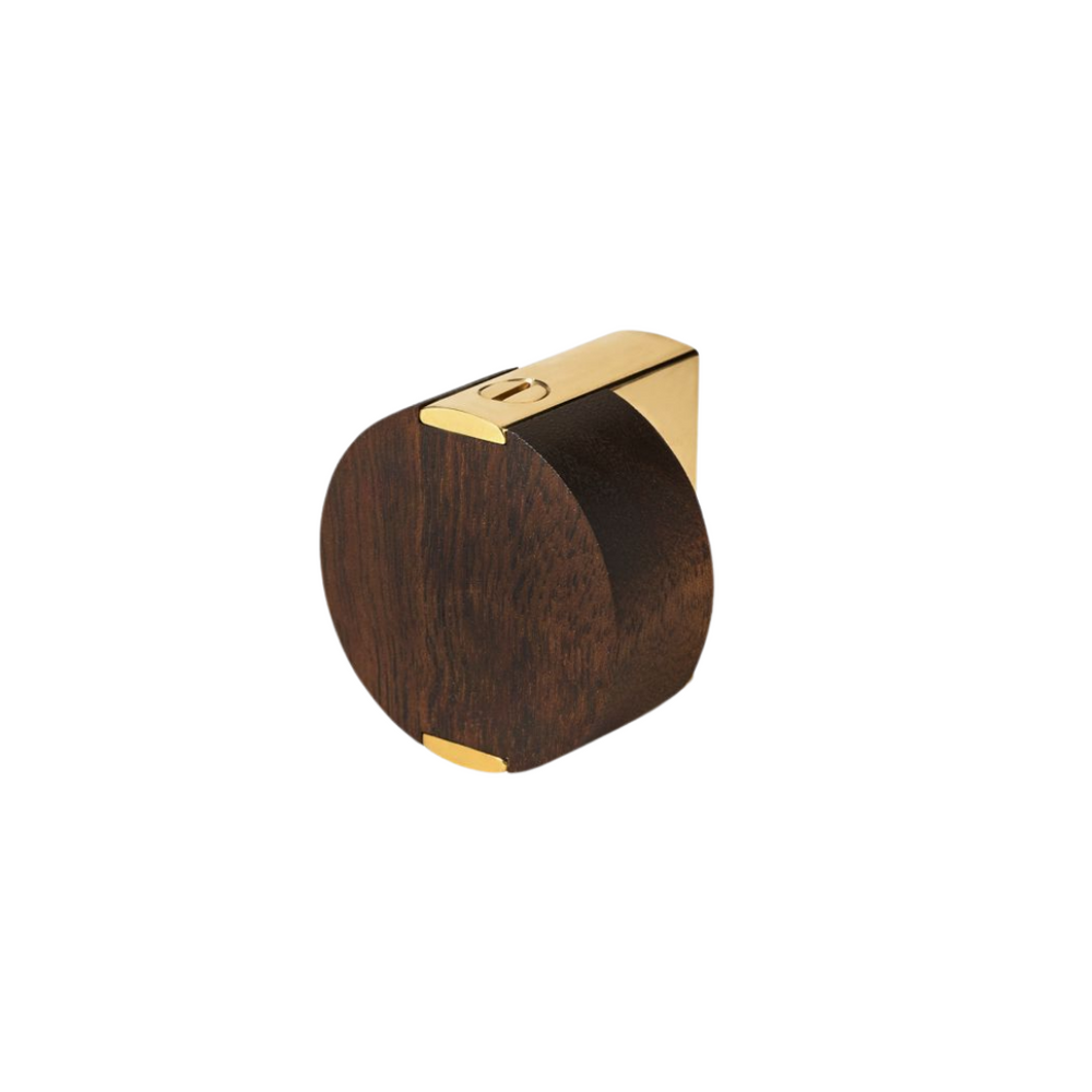 Wateworks Muir 1 1/2" Metal and Walnut Knob in Brass