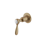 Waterworks Easton Classic Volume Control Trim with Metal Lever Handle in Vintage Brass