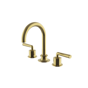 Waterworks Henry Gooseneck Lavatory Faucet with Metal Lever Handles in Burnished Brass