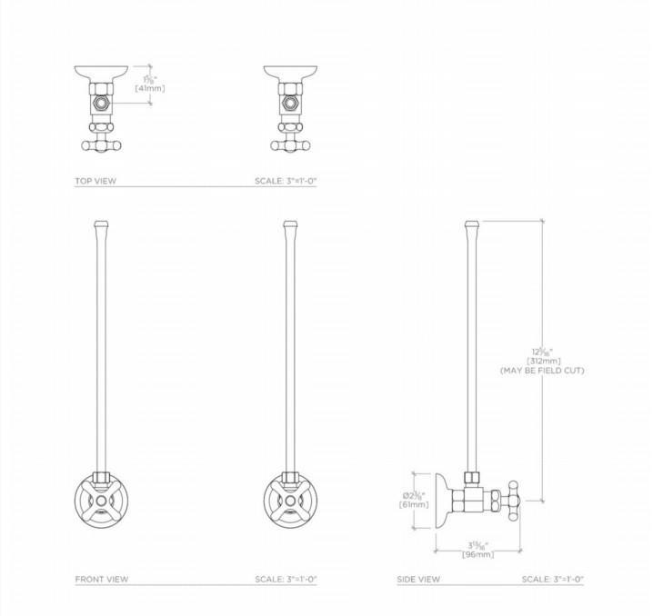 Waterworks Universal Angle Faucet Supply Kits 1/2" Compression x 3/8" O.D. Compression in Matte Black