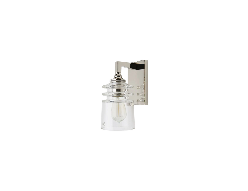 Waterworks Watt II Wall Mounted Single Arm Sconce with Glass Shade in Chrome