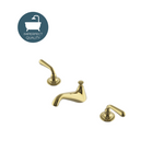 Waterworks Opus Low Profile Three Hole Deck Mounted Lavatory Faucet with Metal Lever Handles in Brass