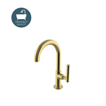 Waterworks Bond Solo Series One Hole Gooseneck Bar Faucet with Straight Lever Handle in Brass