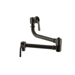 Waterworks R.W. Atlas Wall Mounted Articulated Pot Filler, Metal Lever Handles in Dark Brass