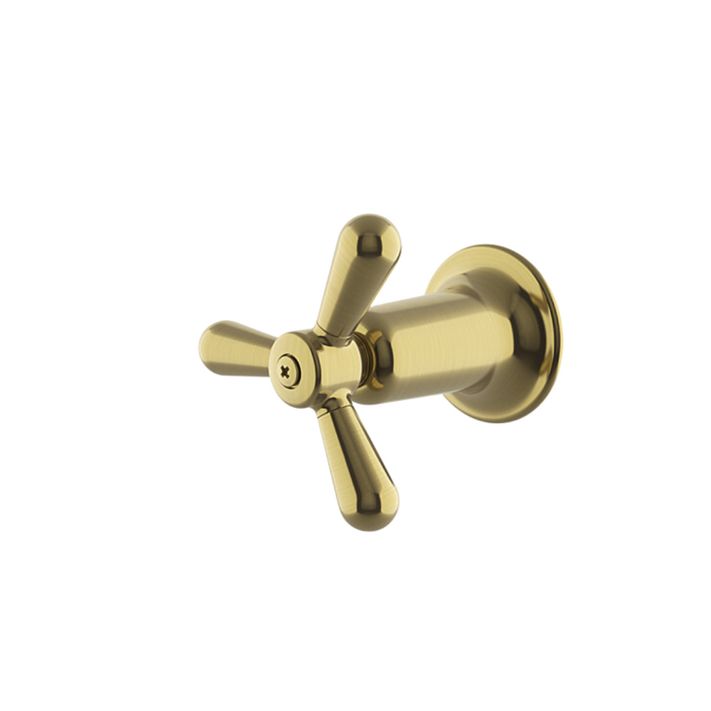 Waterworks Riverun Tri Spoke Control Handle in Burnished Brass