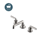 Waterworks Henry Low Profile Three Hole Deck Mounted Lavatory Faucet with Metal Lever Handles in Nickel