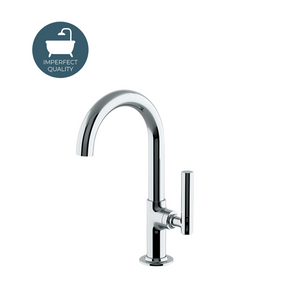 Waterworks Bond Solo Series One Hole Gooseneck Bar Faucet with Two-Piece Straight Lever Handle in Chrome