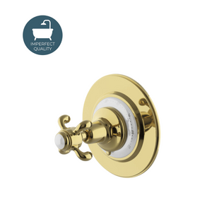 Waterworks Etoile Thermostatic Control Valve Trim with Metal Cross Handle in Brass