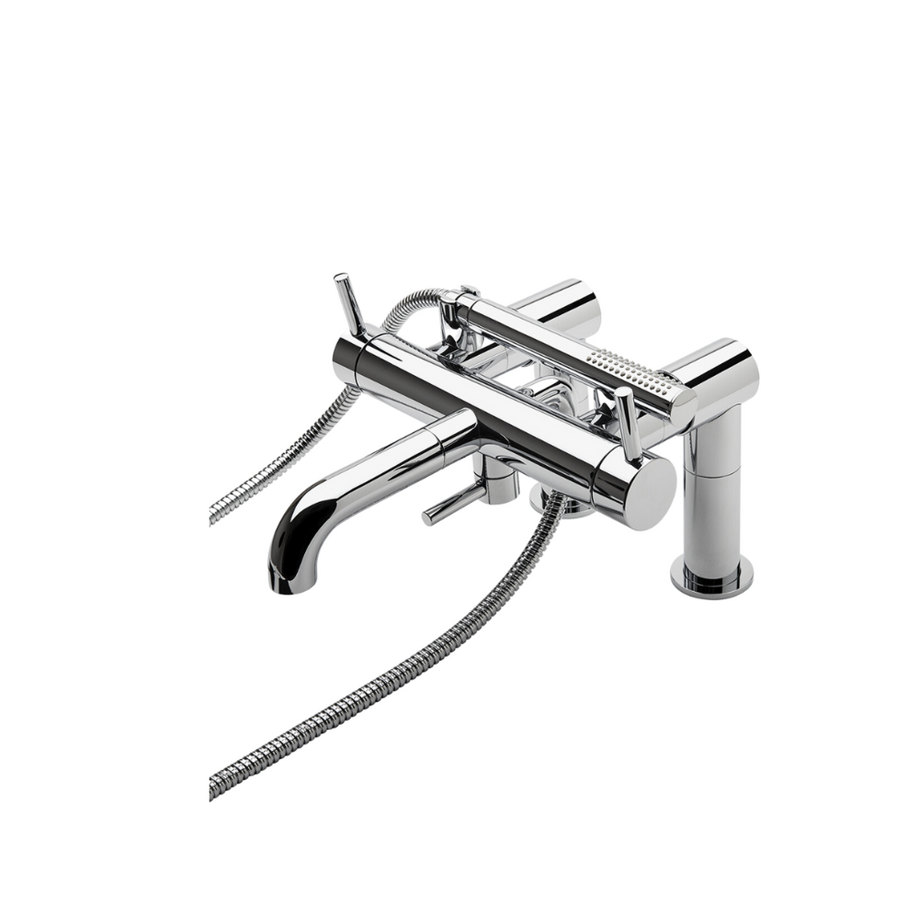 Waterworks WWS Flyte Deck Mounted Exposed Tub Filler with Handshower and Metal Lever Handles in Nickel