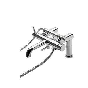 Waterworks WWS Flyte Deck Mounted Exposed Tub Filler with Handshower and Metal Lever Handles in Nickel