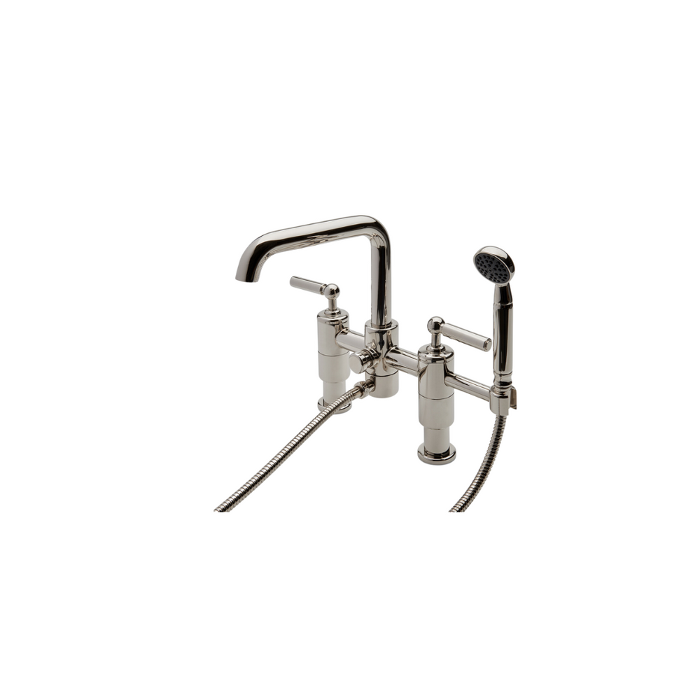 Waterworks Ludlow Deck Mounted Exposed Tub Filler with 1.75gpm Handshower and Metal Lever Handles in Chrome