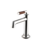 Waterworks Henry One Hole Lavatory Faucet with Walnut Lever Handle in Matte Nickel