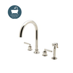 Waterworks Henry Three Hole Gooseneck Kitchen Faucet, Metal Lever Handles and Spray in Matte Nickel