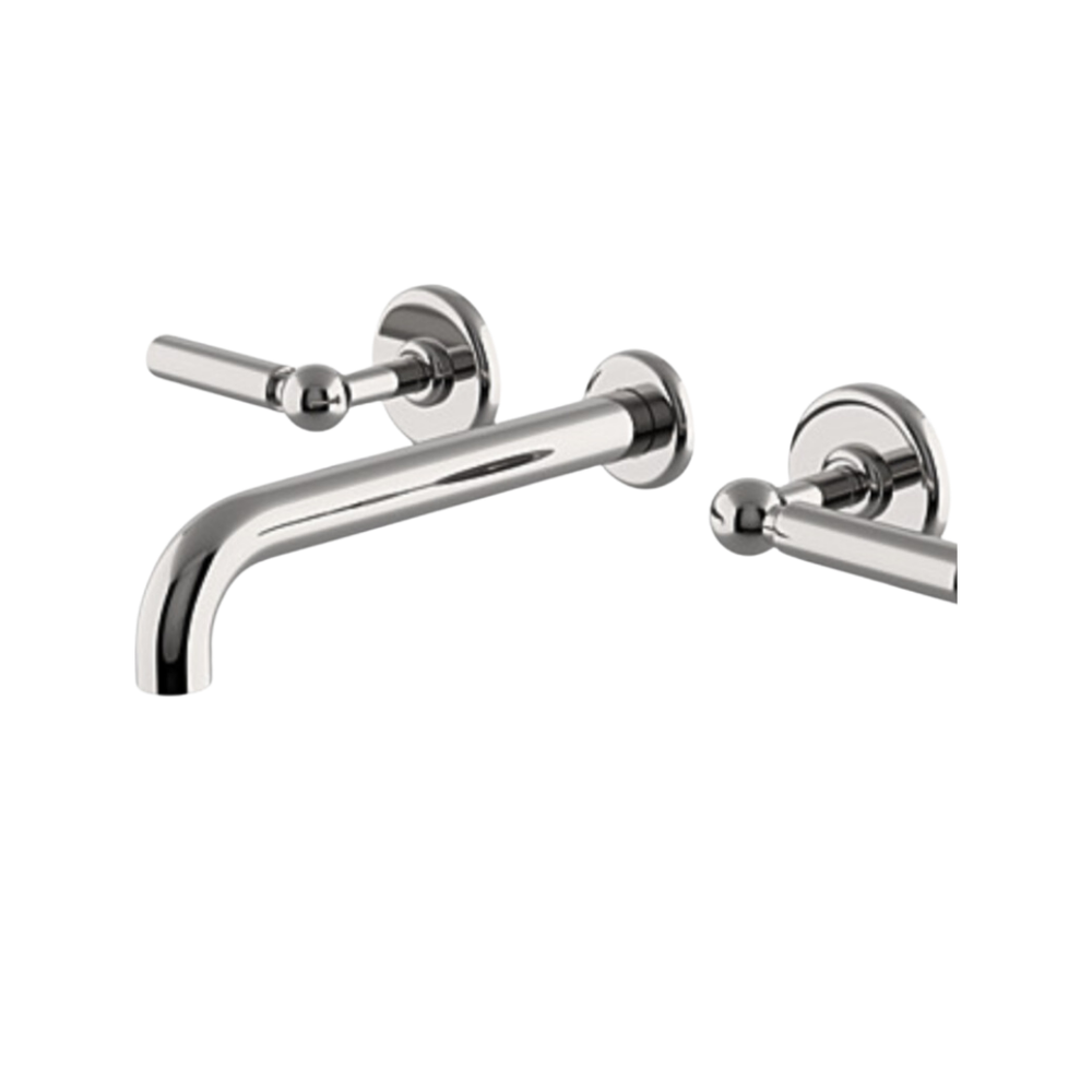 Waterworks Ludlow Volta Wall Mounted Lavatory Faucet with Lever Handles in Matte Gold