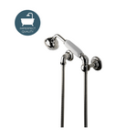 Waterworks Etoile Handshower On Hook with White Porcelain Handle in Nickel