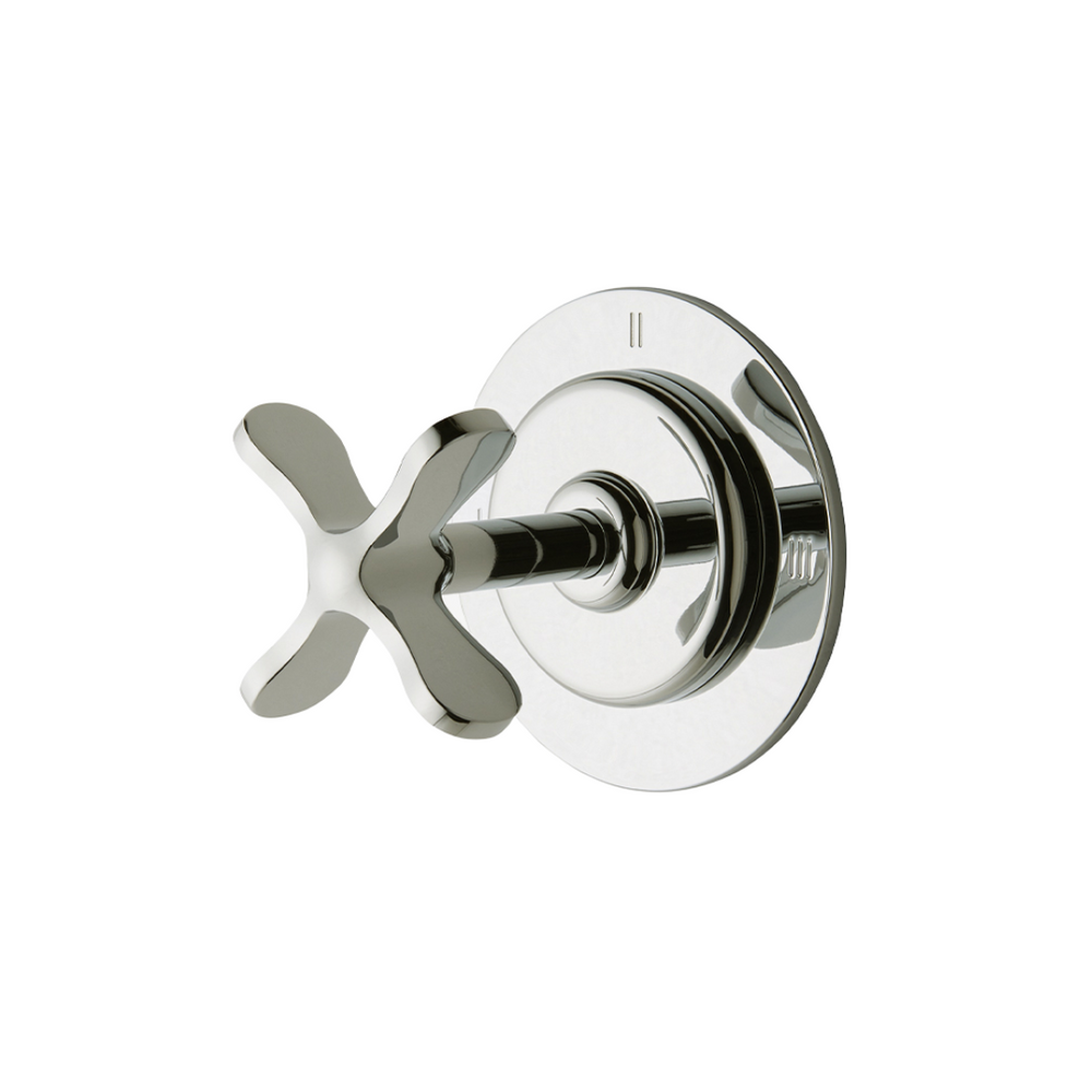 Waterworks Ludlow Three Way Diverter Valve Trim for Pressure Balance with Roman Numerals and Metal Cross Handle in Nickel