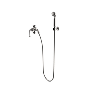 Waterworks Dash Handshower on Hook with Diverter and Cross Handle in Matte Nickel