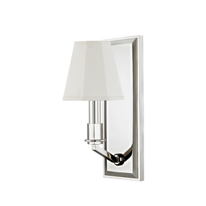 Waterworks Erna Wall Mounted Single Arm Sconce with Fabric Shade in Nickel