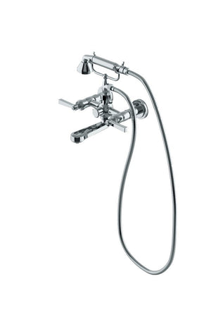Waterworks Aero Exposed Tub Filler with Metal Handshower and Lever Handles in Chrome