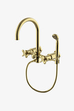 Waterworks Henry Exposed Wall Mounted Tub Filler with Handshower in Brass