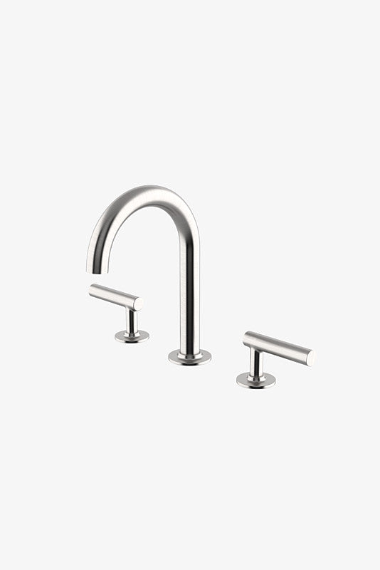 Waterworks Bond Solo Series Gooseneck Lavatory Faucet with Straight Lever Handles in Matte Nickel