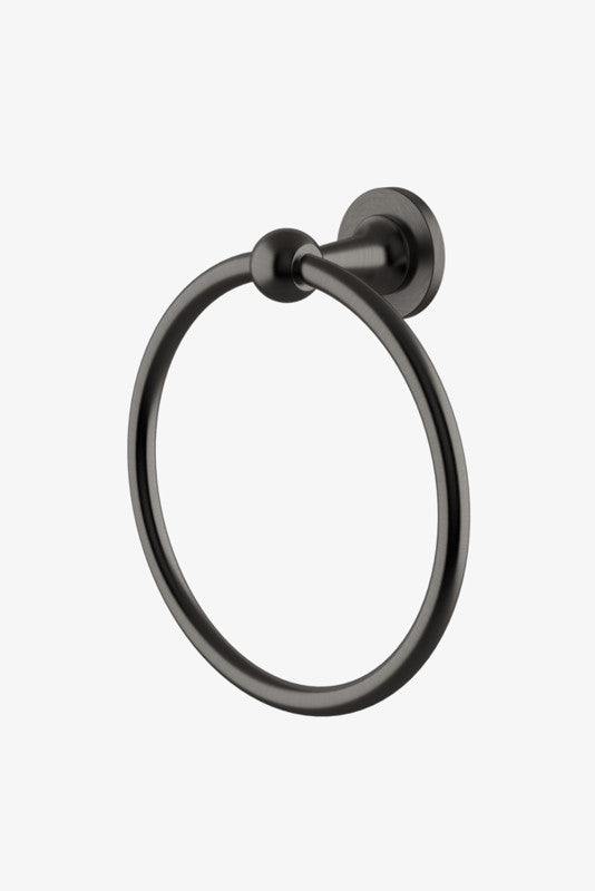 Waterworks Dash 7 7/8" Towel Ring in Dark Nickel