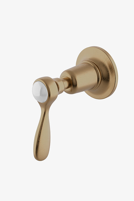 Waterworks Easton Classic Volume Control Trim with Metal Lever Handle in Vintage Brass