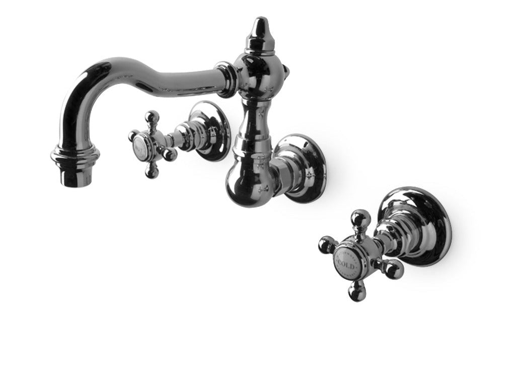 Waterworks Julia High Profile Wall Mounted Lavatory Faucet in Brass