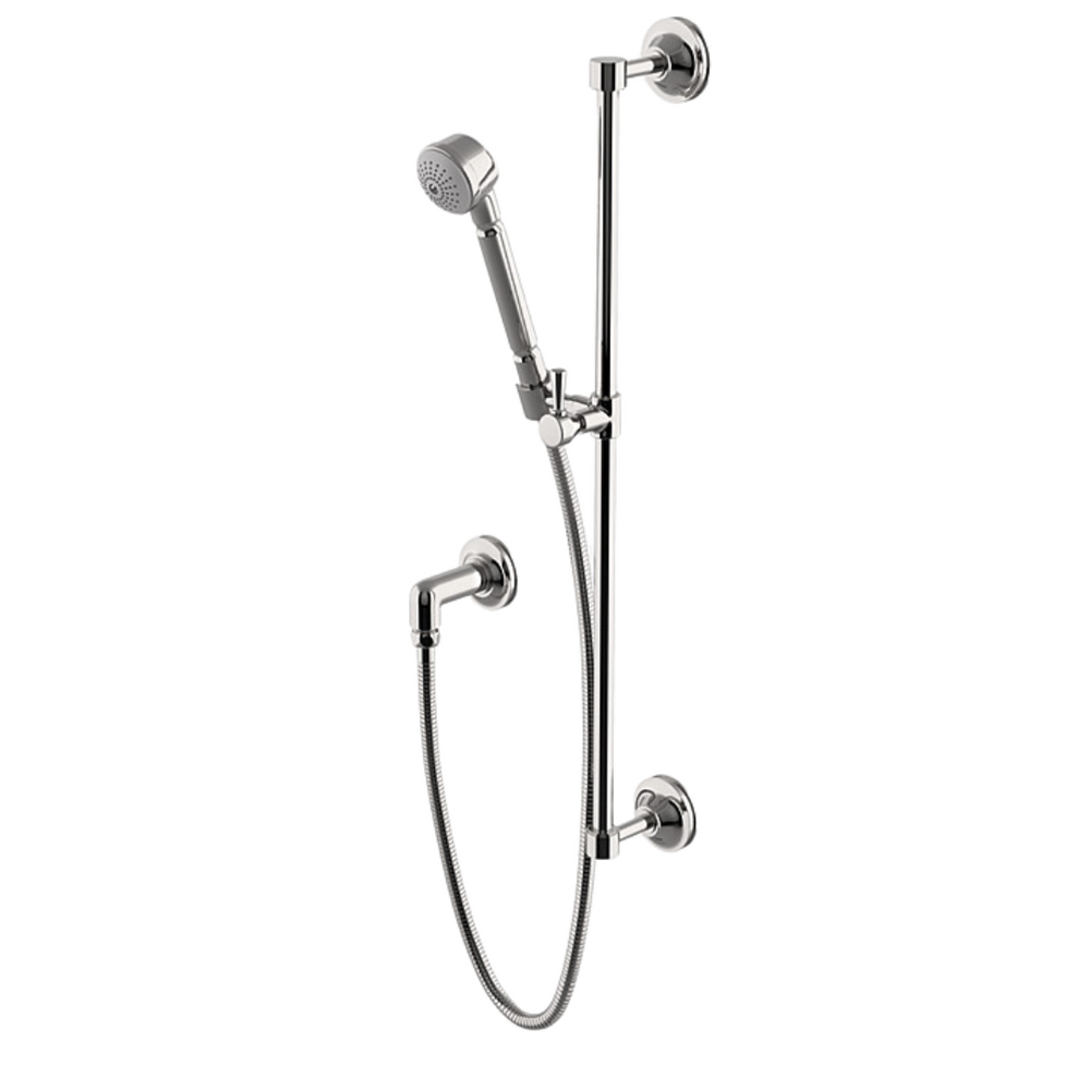 Waterworks Transit Handshower On Bar with Metal Handle in Dark Brass