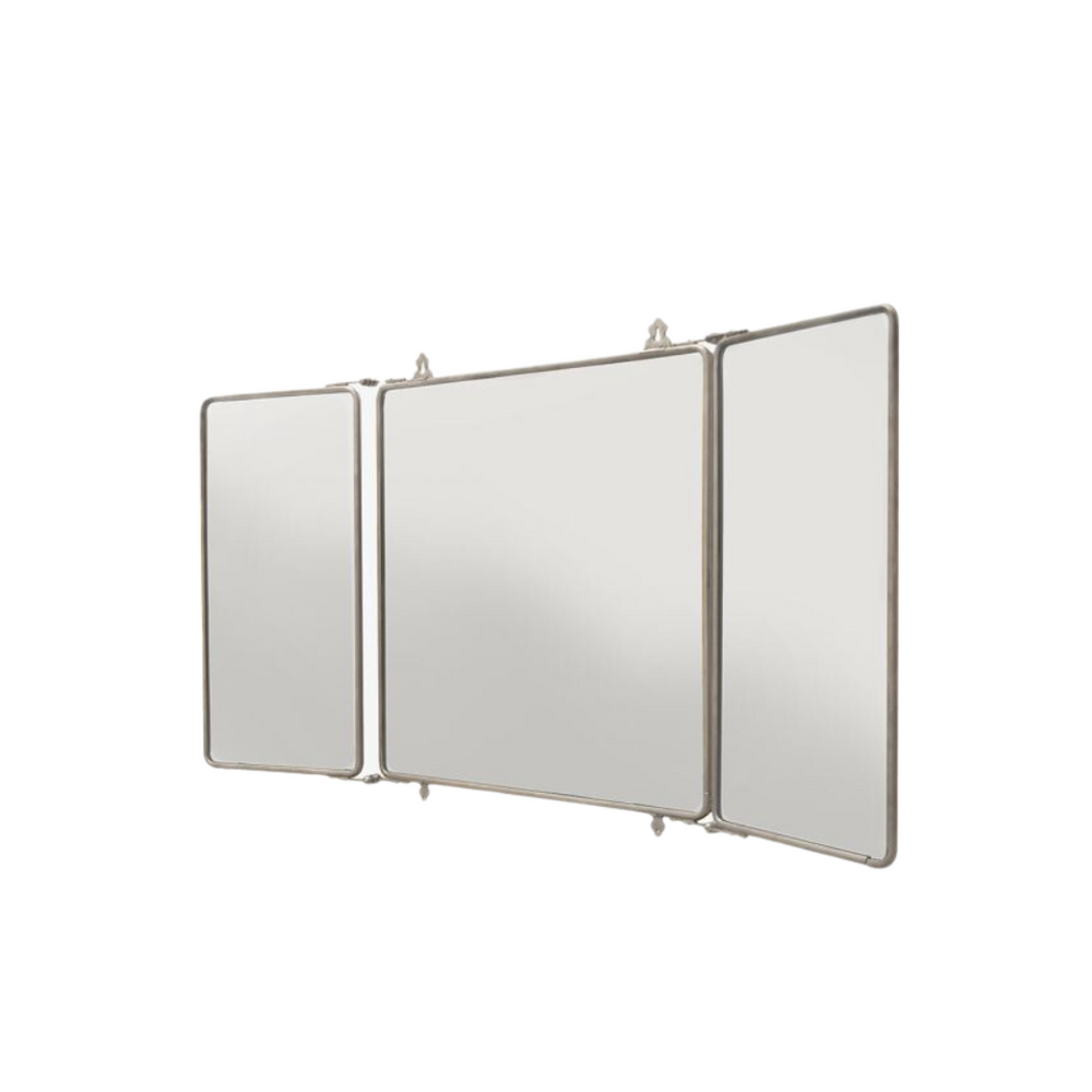 Waterworks Daphne Metal Rectangular Wall Mounted Trifold Mirror 42 3/8" x 26 3/4"x 1" in Nickel