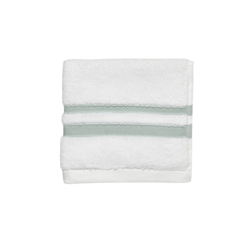 Waterworks Fita Wash Towel in White/Aqua