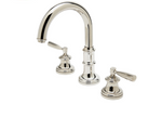 Waterworks Foro Gooseneck Three Hole Deck Mounted Lavatory Faucet with Metal Lever Handles in Chrome