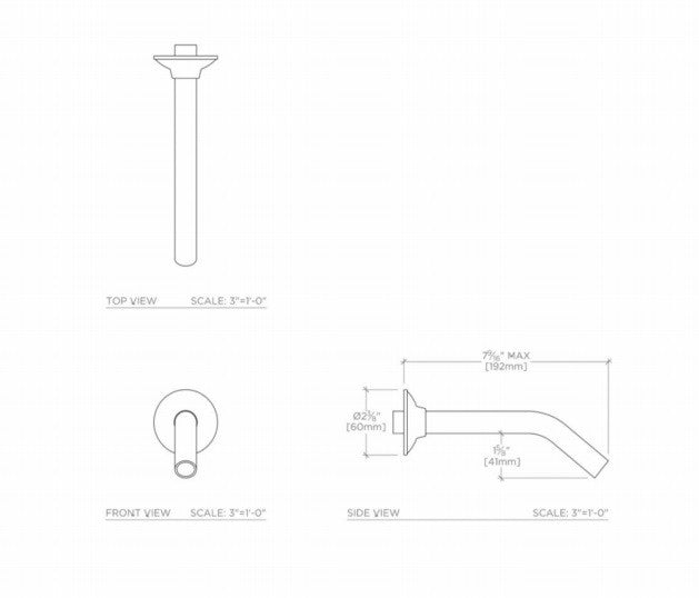 Waterworks Universal 2 3/4" Shower Head, Arm and Flange with Adjustable Spray in Brass