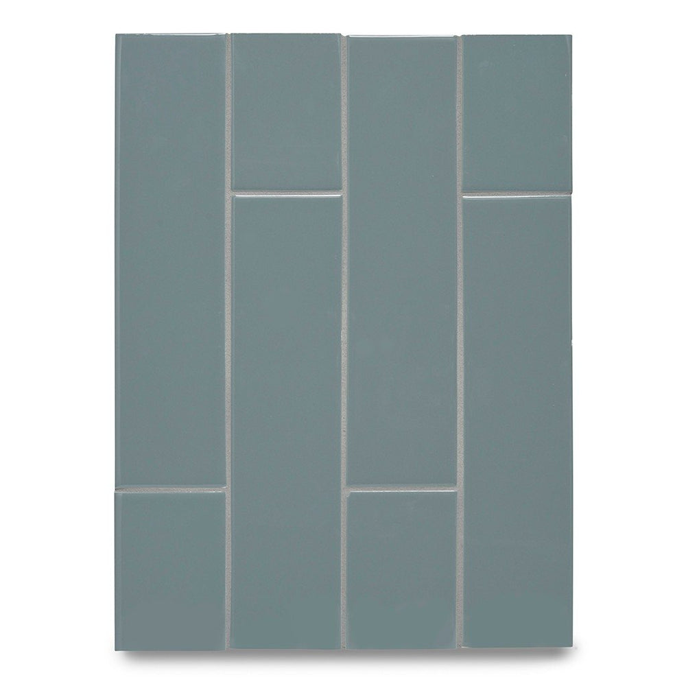 Waterworks Cottage Field Tile 3 x 6 Bullnose Single (Long) in Verdigris Glossy Solid