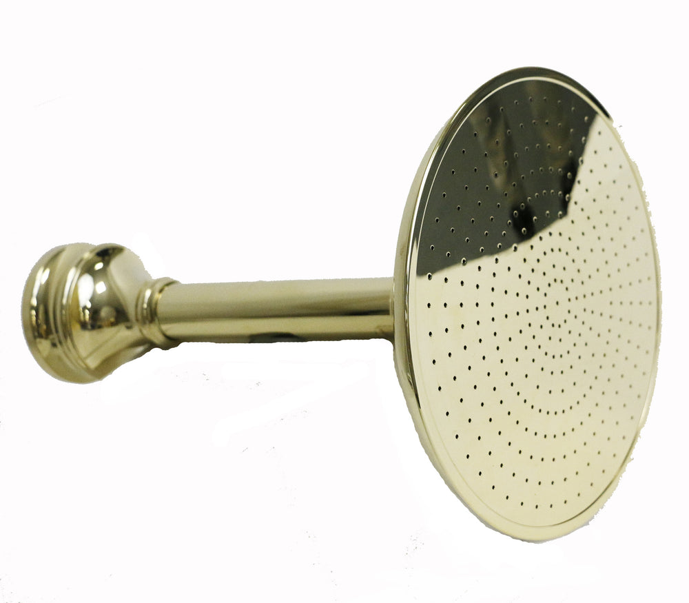 Waterworks Etoile Ceiling Mounted 8" Shower Rose, Arm and Flange in Brass