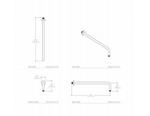 Waterworks Universal 17" Wall Mounted Shower Arm and Flange in Antique Brass