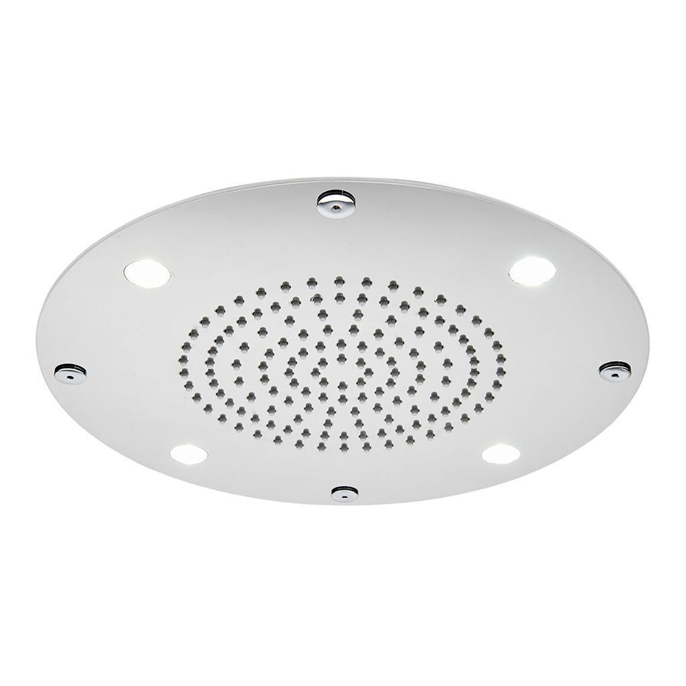 Waterworks Universal Ceiling Mounted 12" Recessed Round Shower Head with White Light in Chrome