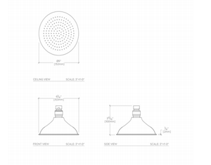 Waterworks Easton Classic 6" Shower Rose, Arm, and Flange in Nickel
