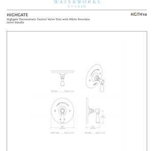 Waterworks Highgate Thermostatic Control Valve Trim in Nickel