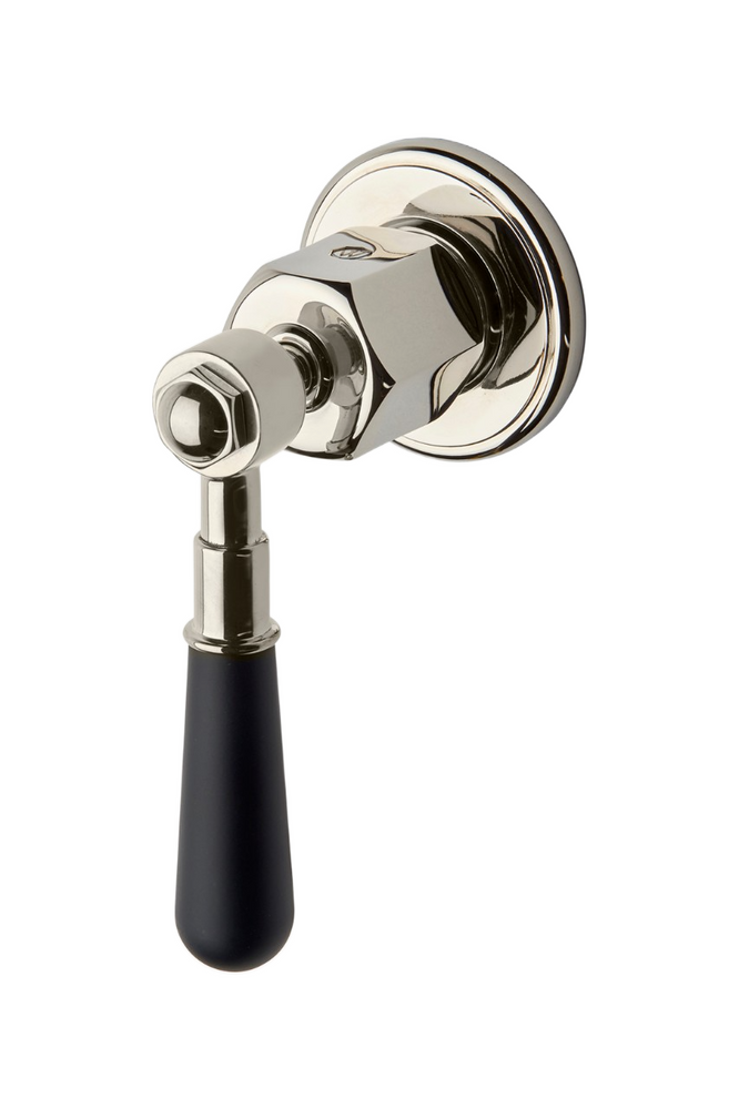 Waterworks Regulator Volume Control Valve Trim with Black Lever Handle in Nickel