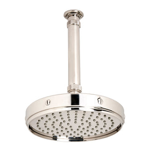 Waterworks RW Atlas 8 1/2" Ceiling Mounted Shower Head, Arm and Flange in Nickel