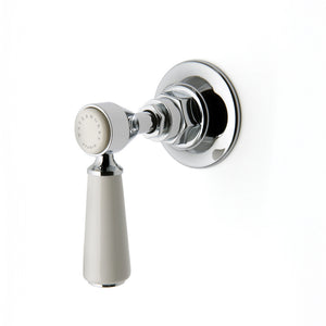 Waterworks Highgate Volume Control Valve Trim with White Porcelain Lever Handle in Chrome