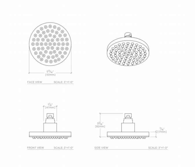 Waterworks Universal 6" Rain Shower Head in Nickel