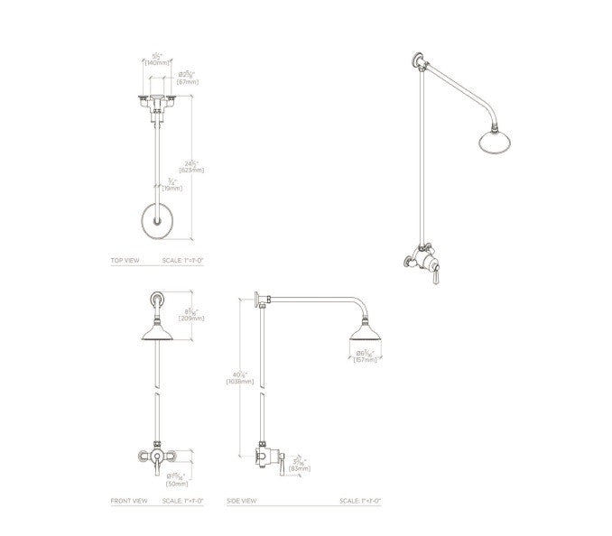 Waterworks Roadster Exposed Thermostatic System without Handshower in Nickel