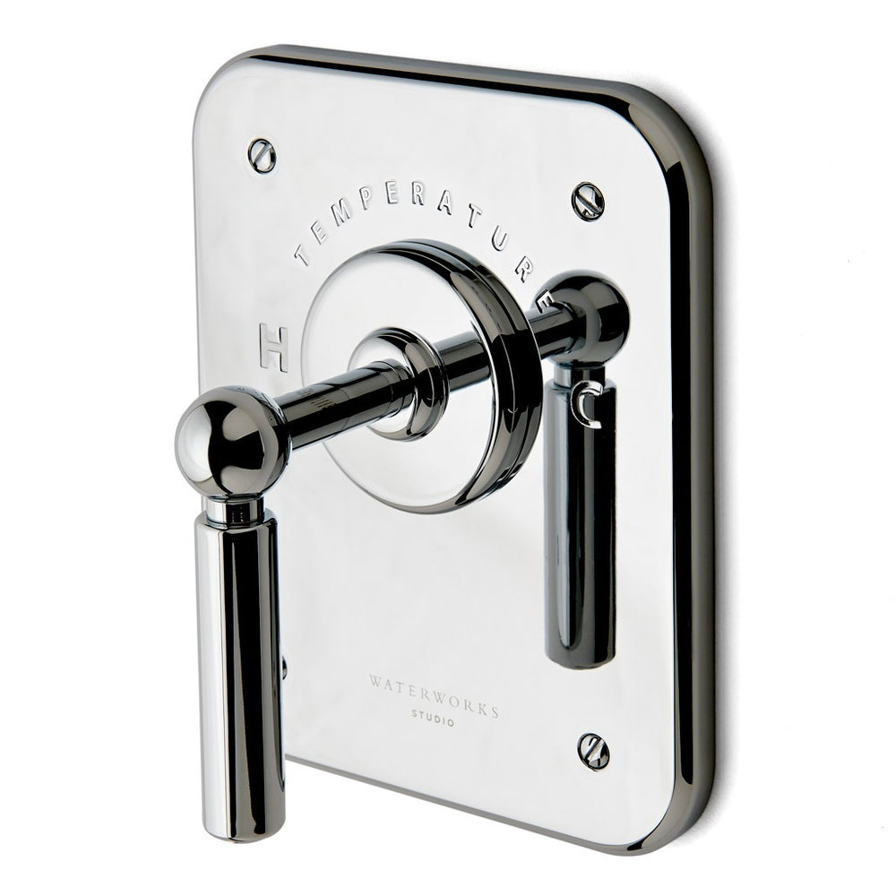 Waterworks Ludlow Thermostatic Control Valve Trim with Metal Lever Handle in Nickel
