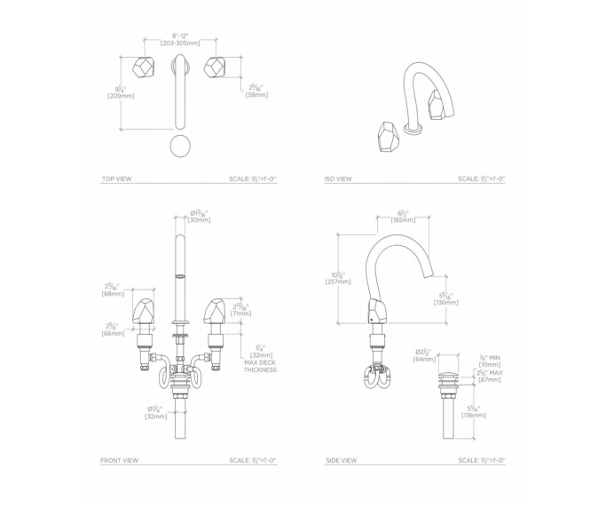 Waterworks Isla Gooseneck Faucet with Metal Geode Handles in Vintage Brass