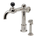 Waterworks On Tap One Hole High Profile Kitchen Faucet with Metal Wheel, Black Ball Handle and Spray in Nickel