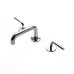 Waterworks Flyte Low Profile Three Hole Deck Mounted Lavatory Faucet with Metal Lever Handles in Chrome