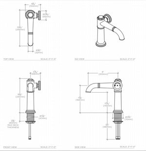 Waterworks On Tap One Hole High Profile Kitchen Faucet with Metal Wheel Handle in Nickel