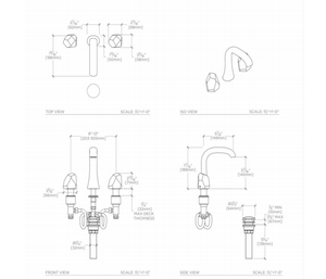 Waterworks Isla High Profile Lavatory Faucet with Metal Geode Handles in Burnished Nickel